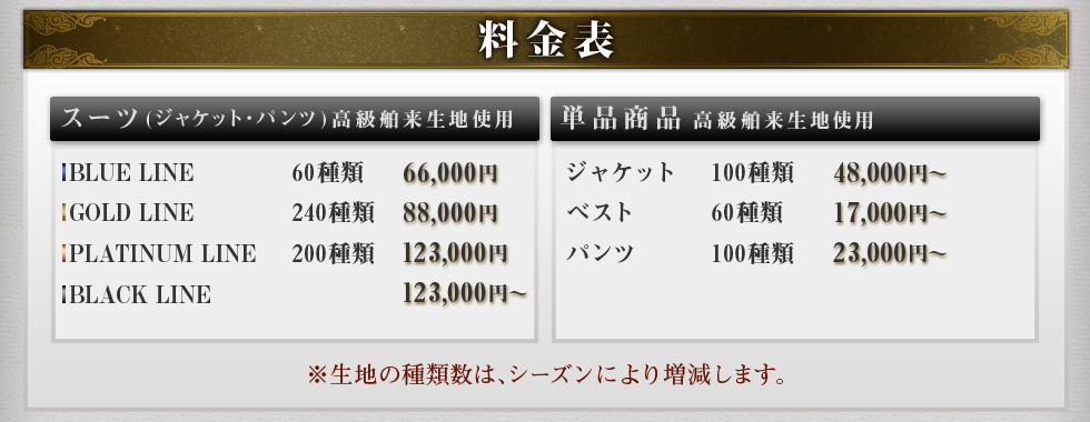 価格表